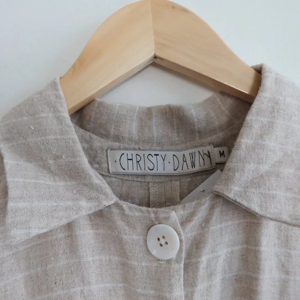 CHRISTY DAWN Phoebe Jumpsuit 100% Linen in Striped Tan Neutral - Size M - Picture 7 of 15